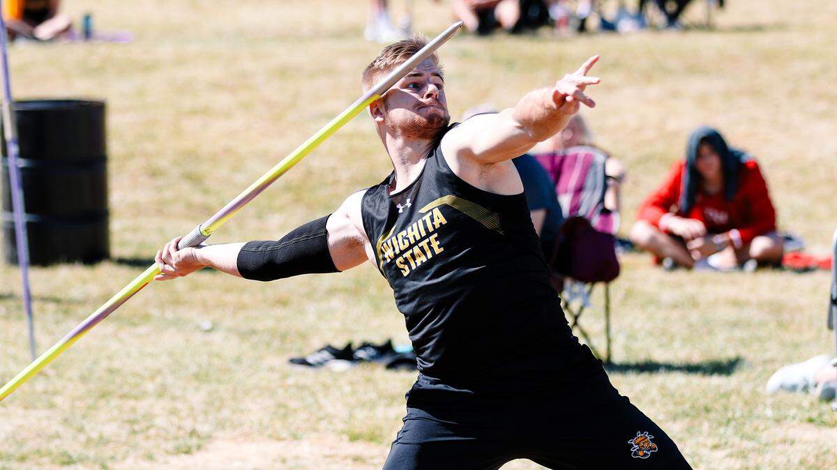 Wichita State’s Taran Taylor, an Arkansas City native, finished fourth place and earned All-American status at the NCAA Outdoor Track and Field Championships on Wednesday with a record-setting throw in the men’s javelin.