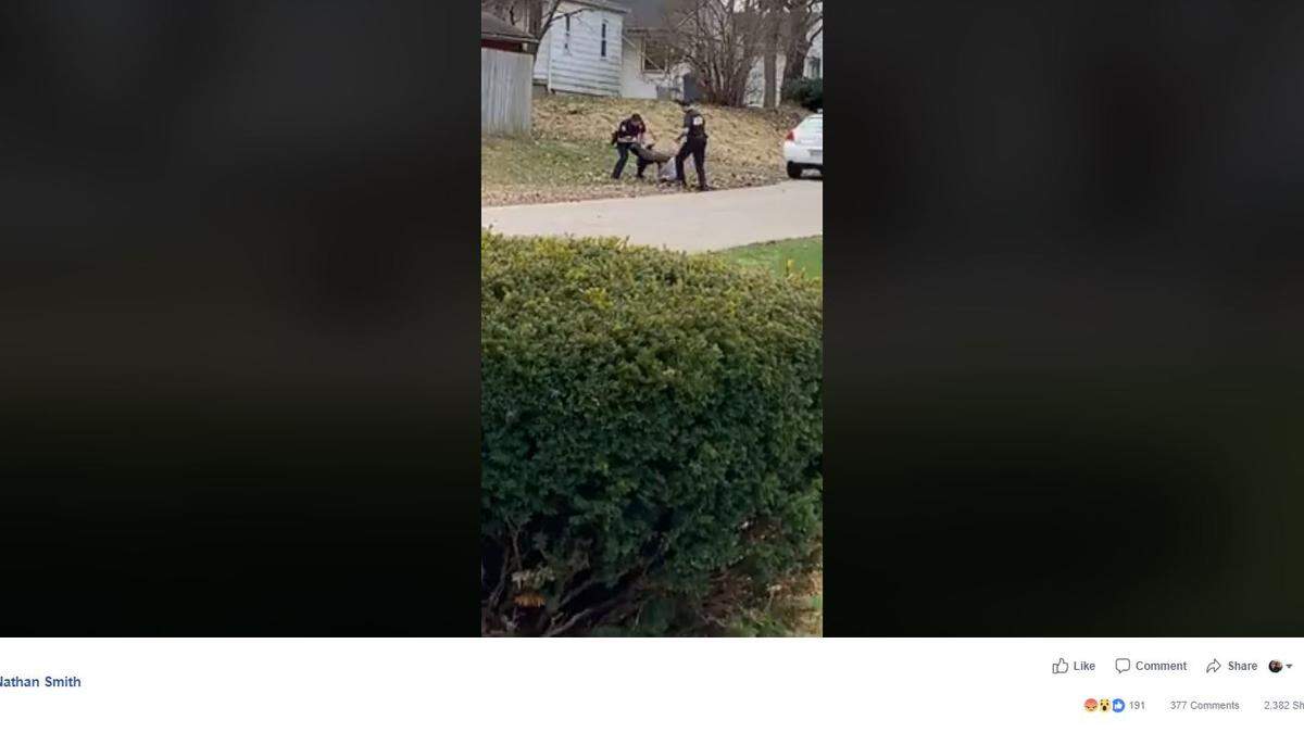 A Marion, Indiana police officer was caught on video as he kicked a handcuffed suspect. The department says the officer kicked Julian Paegle twice in the back because he was fighting and trying to run away.