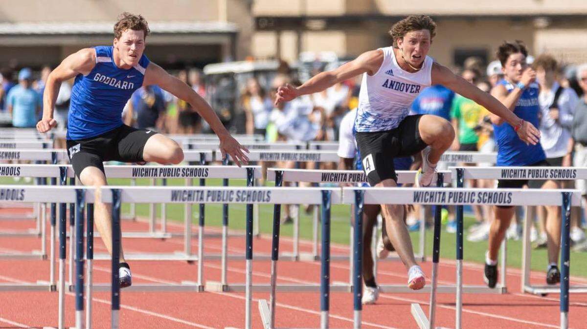 Goddard senior Zane Pepperd (left) and Andover senior Tayton Klein (right) are two of the top 110 hurdlers in Class 5A entering the state meet.