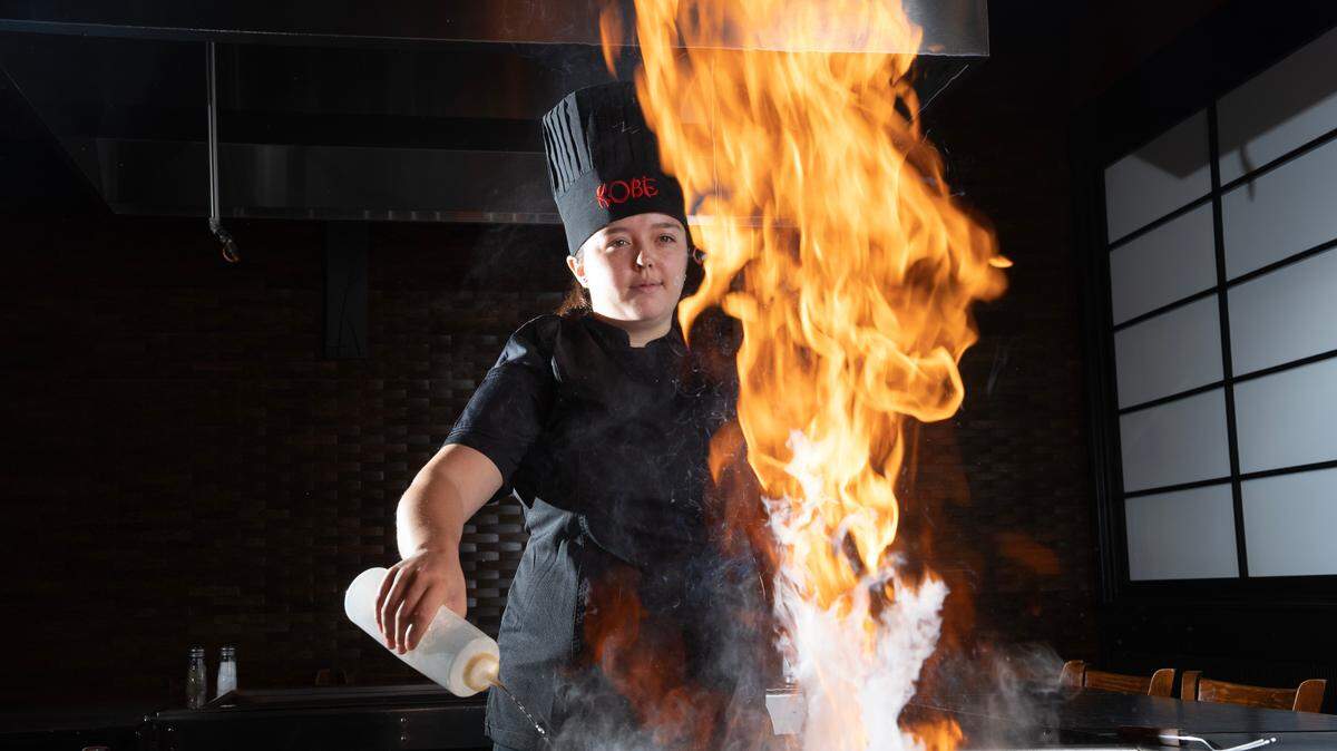 Kobe Japanese steakhouse chef Evelynn Harader is the only female hibachi chef in Wichita. The recent high school graduate also wants to become a commerical pilot.
