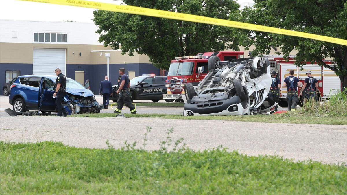 A crash near Washington and Murdock near downtown Wichita sent eight people to the hospital shortly before noon on Monday.