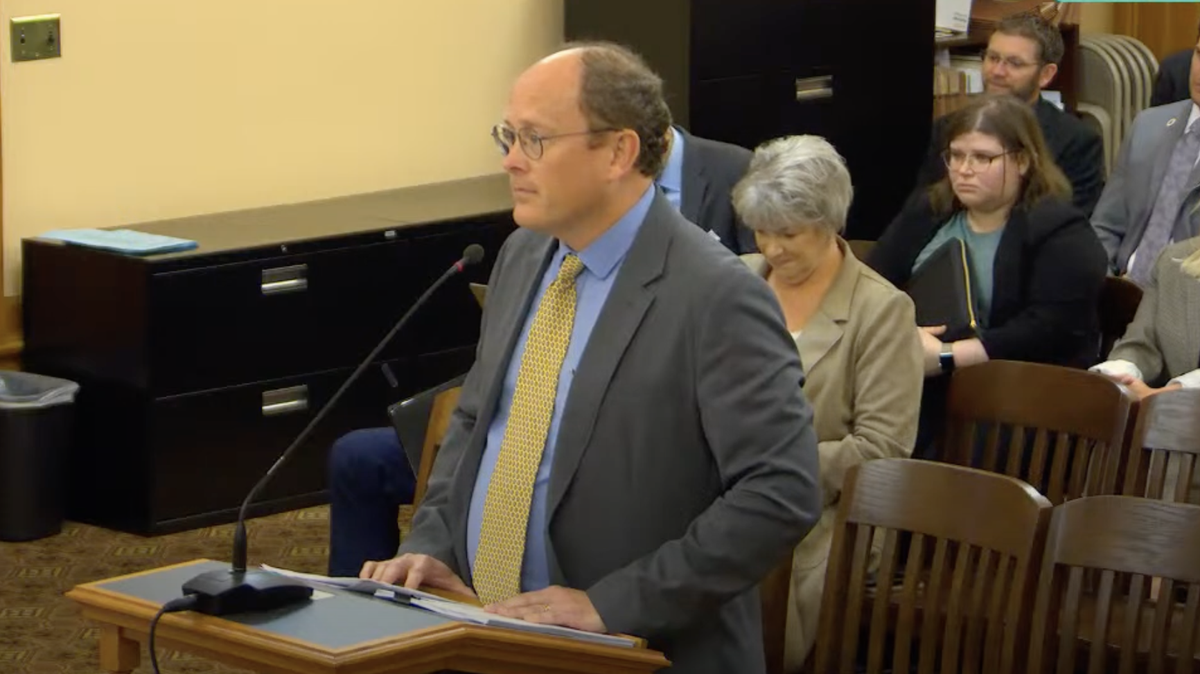 Evan Dean, associate director at the KU Center on Disabilities, presented findings to legislators on Oct. 22, 2024, from a study on Kansas’ slow-moving disability waiver waitlists.