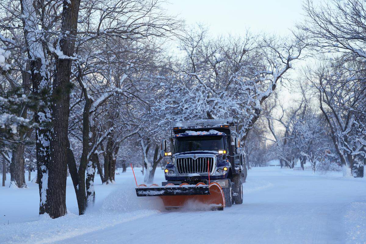 The roads in Sedgwick County Park were cleared of snow early Friday morning. About six inches of snow fell on Wichita late Thursday evening.
