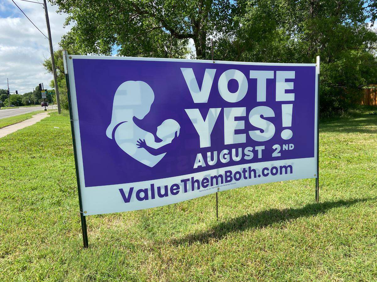 A Vote Yes on August 2 sign on N. Maize Rd. (June 6, 2022)