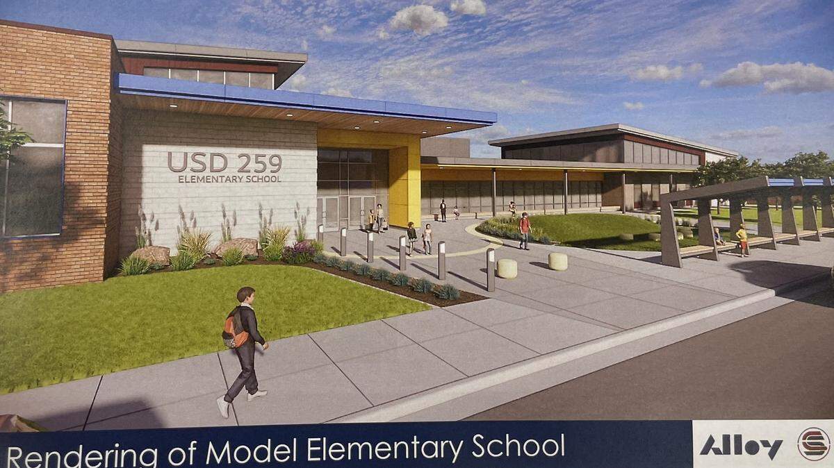 Rendering of what a new Wichita school might look like if voters approve a bond issue to support the district’s proposed facilities master plan.
