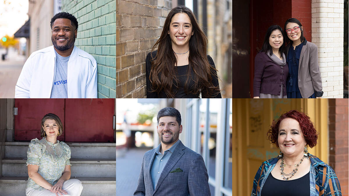 Kevin Harrison, Engy AlGarf, Chiyoko and Sarah Myose, Elisabeth Owens, Drew Phillips and Belinda Smith will help six downtown businesses develop outdoor expansions as part of a new placemaking project called the Front Porch.