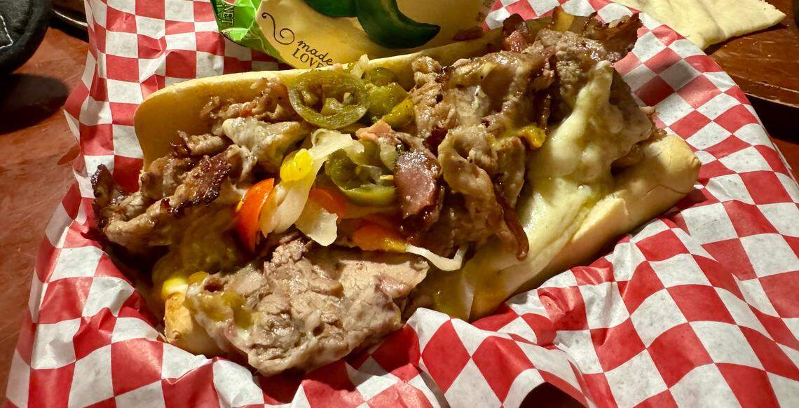 Tri-tip is a favorite ingredient at Halagains and is pictured here in the tri-tip sandwich.