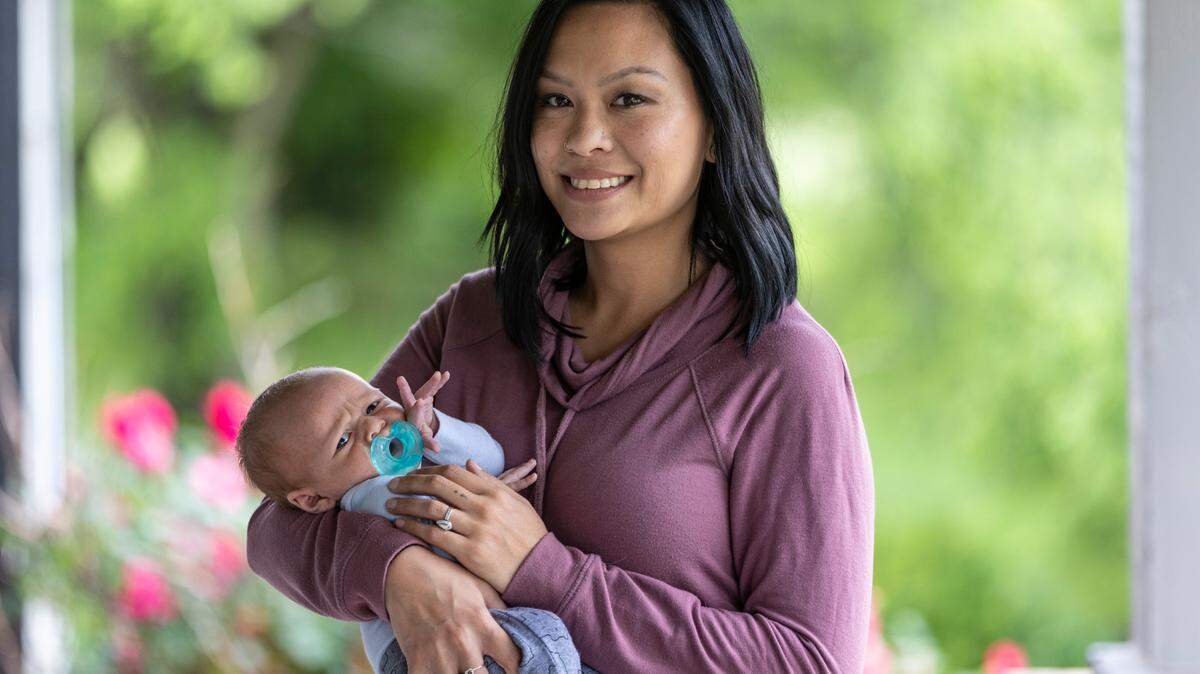 Alexa Blackburn holds her one-month-old son Ace at her home in Mulvane on Tuesday. Like a lot of mothers of infants, Blackburn is affected by a shortage of baby formula in the United States.
