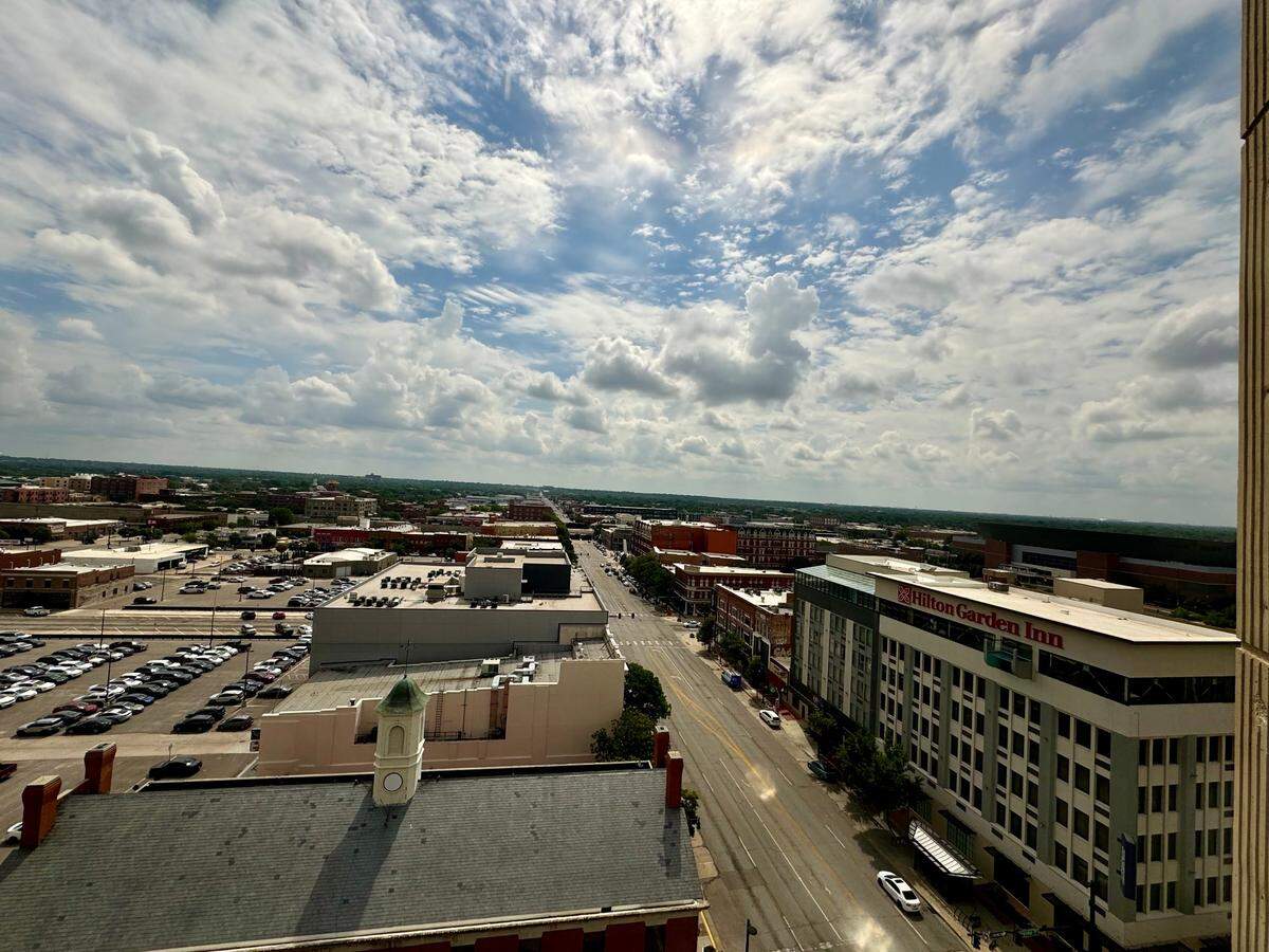 The east-facing view from The Petroleum Club, which operates on the ninth floor of The Ruffin Building at Douglas and Broadway.