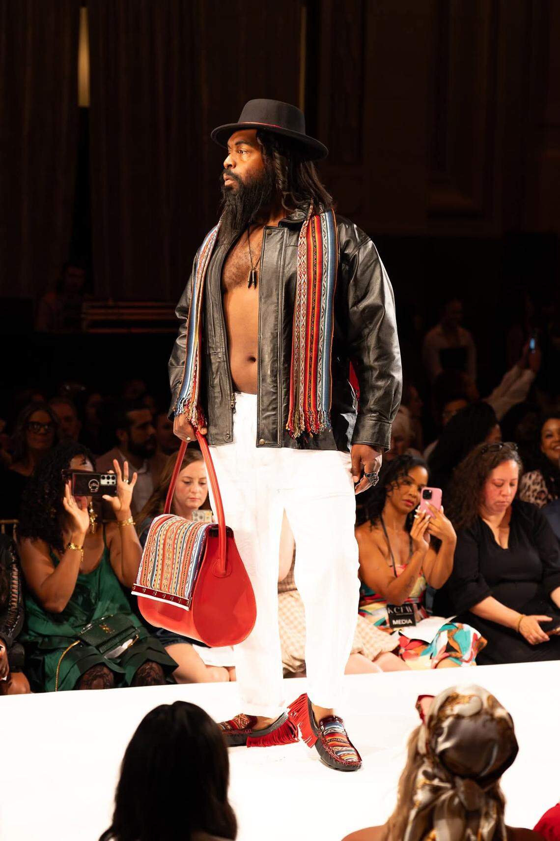 A model shows Wichita designer Aida Stenholm’s work at Kansas City Fashion Week.