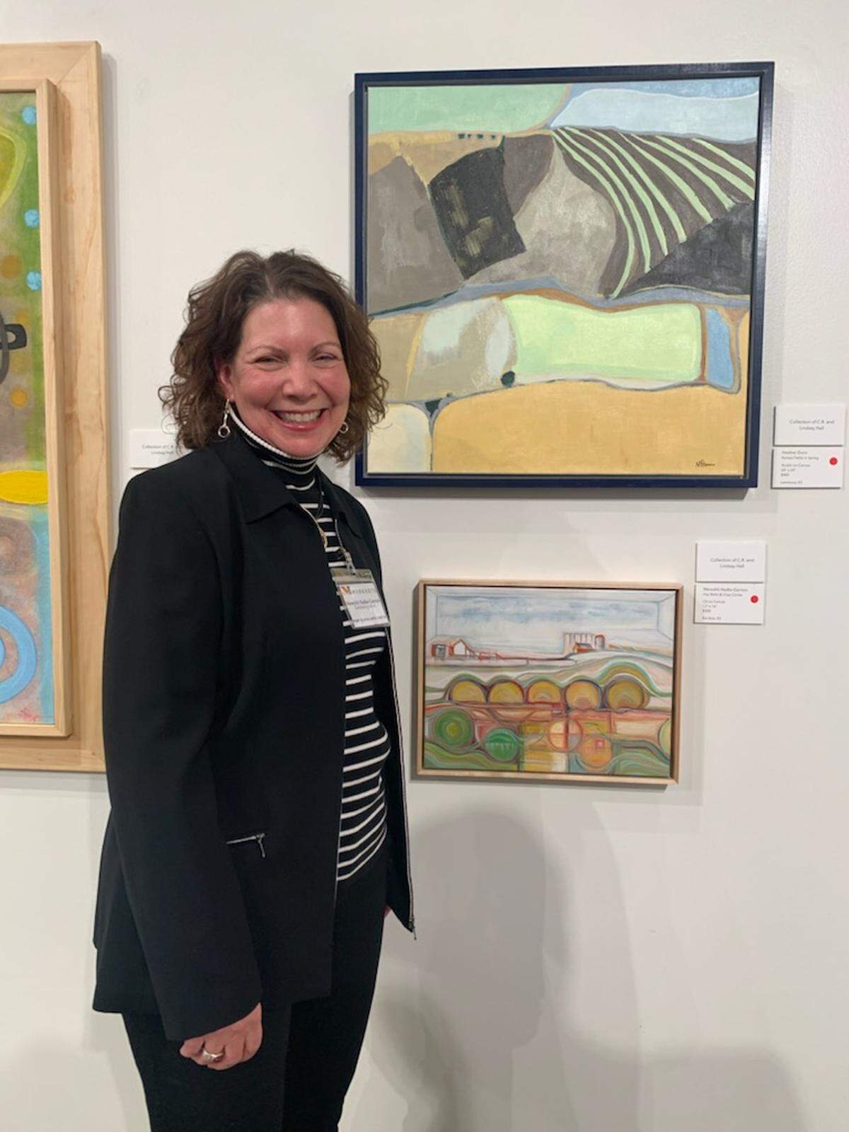Northeast Magnet High School art teacher and department chair Meredith Radke-Gannon and her work “Hay Bales & Crop Circles.”