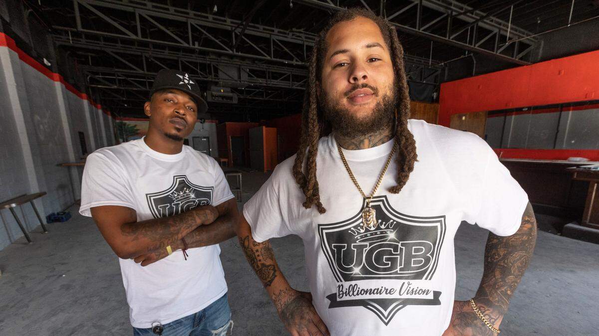 Tyrice Hudspeth, left, and Tevin Murry are opening the UGB Billionaire Smoke Shop as a 24-hour upscale convenience store, smoke shop and lounge in Old Town.