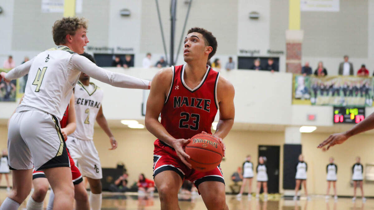 Maize senior forward Jaden Gustafson scored a team-high 21 points to lead the Eagles back to the Class 5A state tournament.