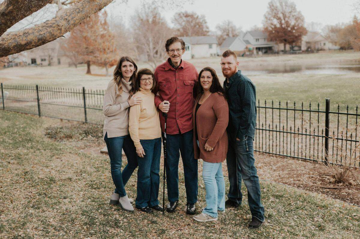 Sam Muyskens and his wife and their three children in November 2023.