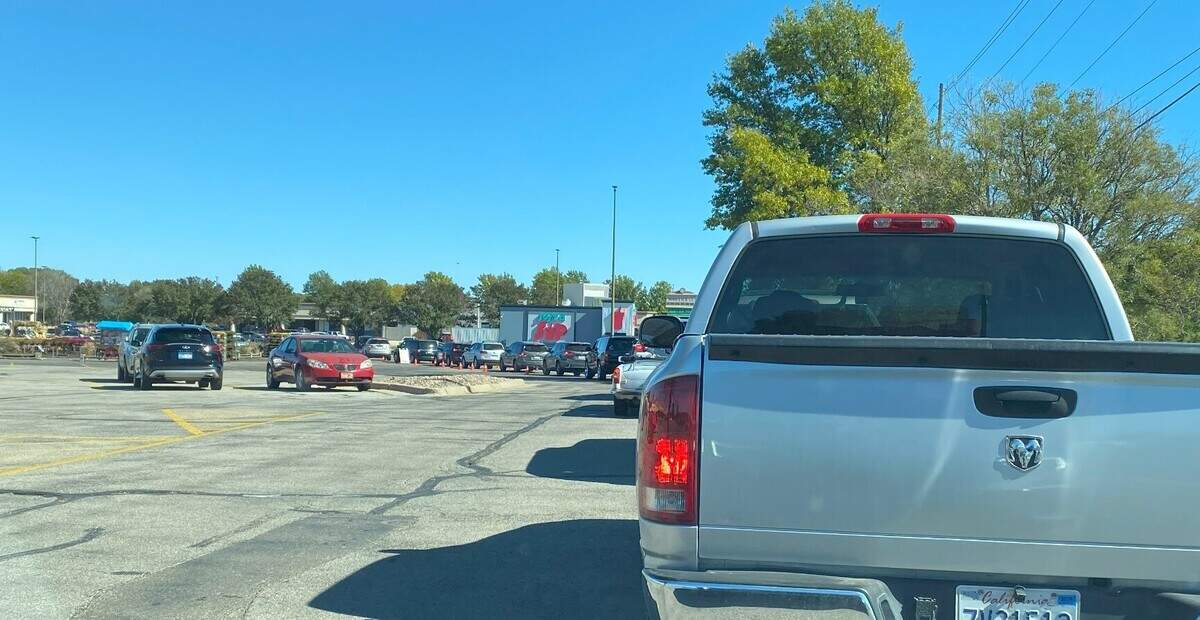 The line for a free drink at the just-opened Just a Sip wound through the parking lot at Northwest Centre, near 13th and Tyler, in October.