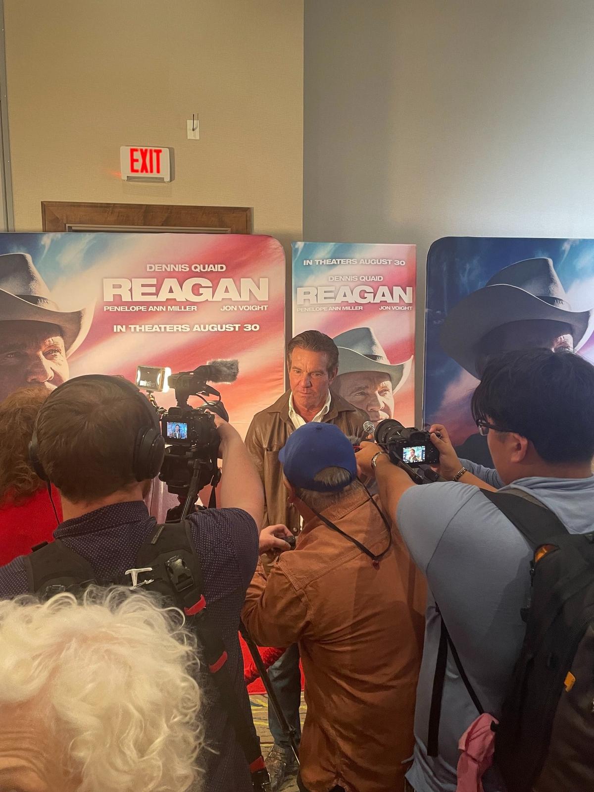 Wichitan Anthony Powell, who has a small role in the film “Reagan,” shot this photo fo star Dennis Quaid at the movie’s Oklahoma premiere. Much of the film was shot in Guthrie.
