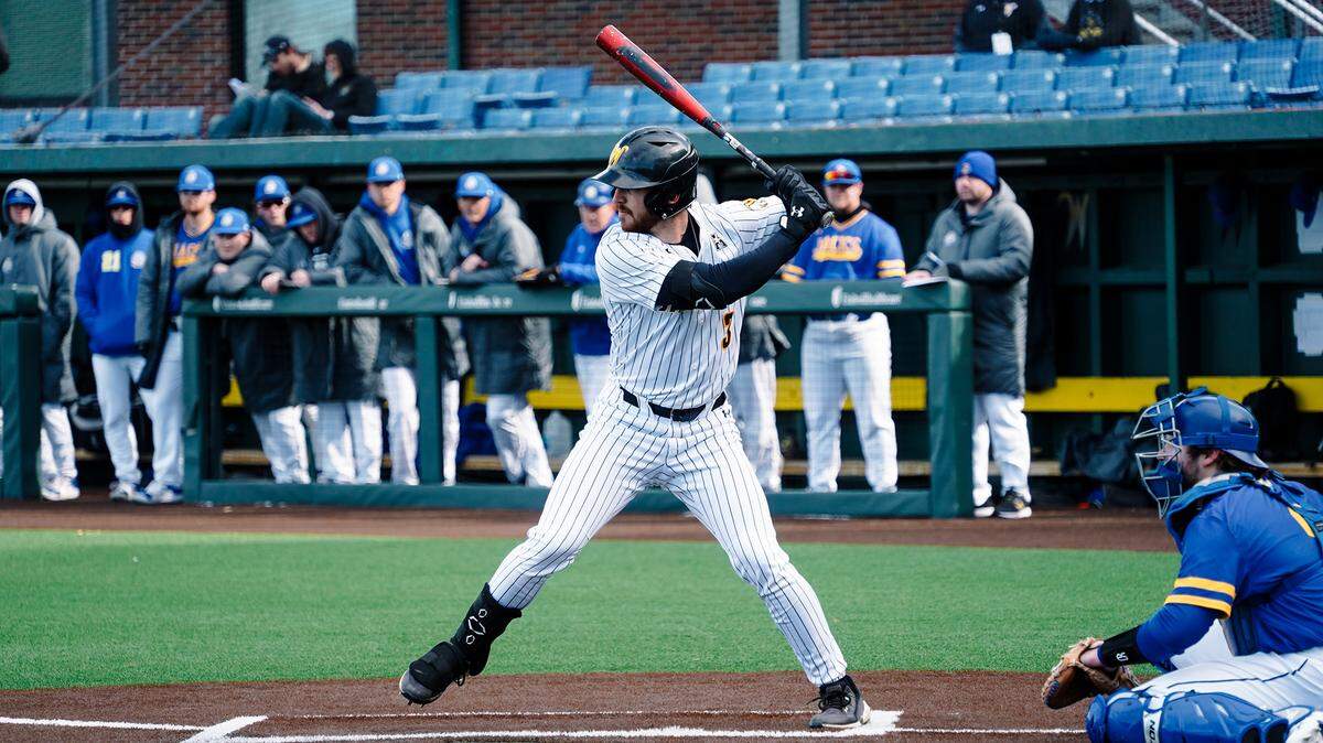 Wichita State’s Sawyre Thornhill hit what should have been a grand slam, but turned into a 2-RBI single due to base running mistakes by the Shockers in their 13-7 win over New Mexico on Sunday.