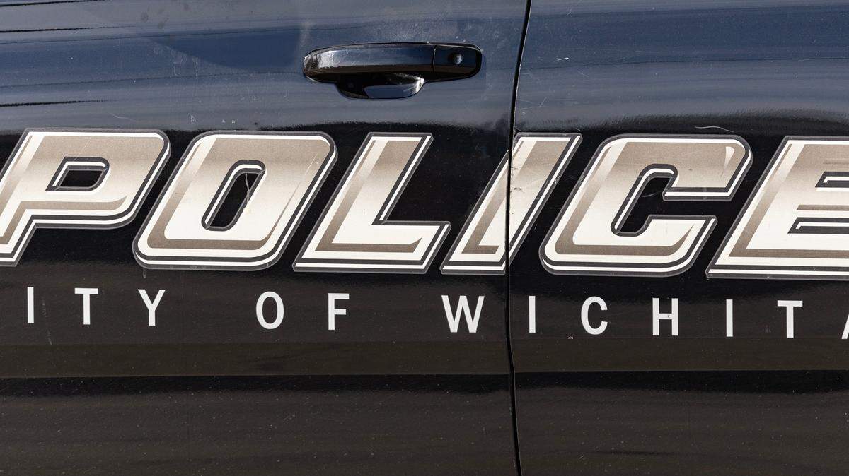 Wichita police cruisers parked at the patrol west substation.