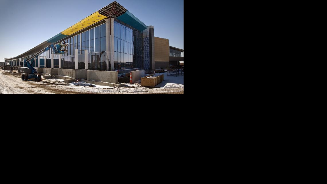 Construction continues on the new airport terminal. (March 4, 2014)

