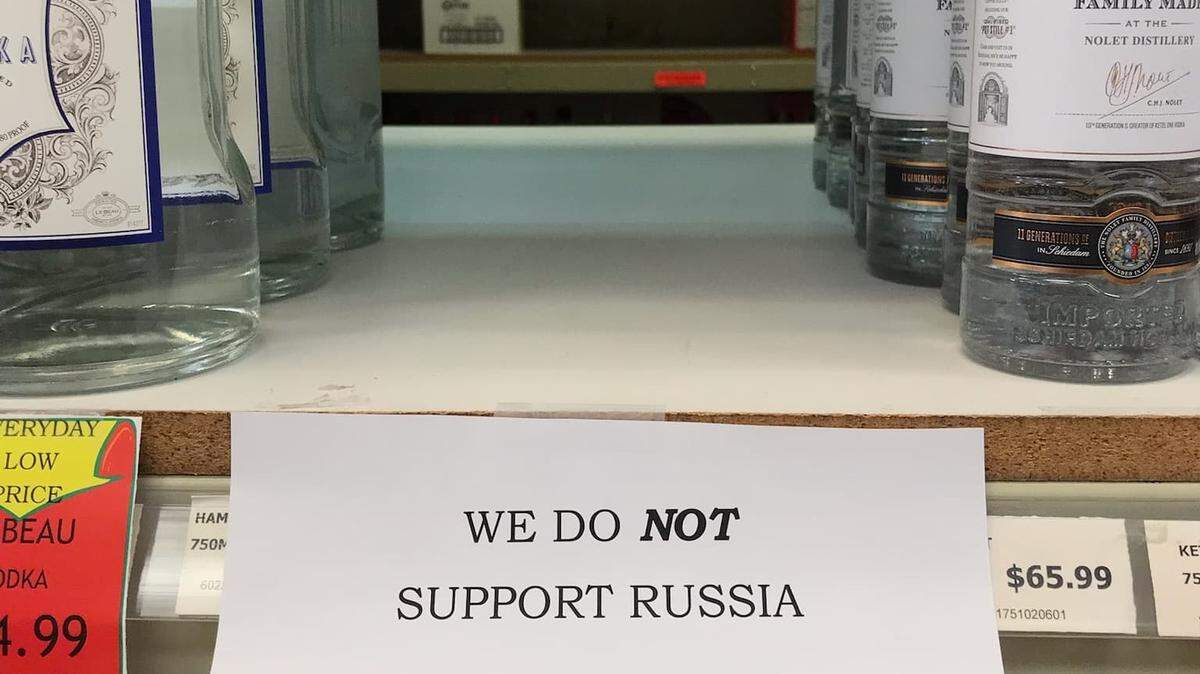 A north Wichita liquor store has removed Russian vodka from its shelves and put up “We do not support Russia” signs after the country invaded Ukraine this week.