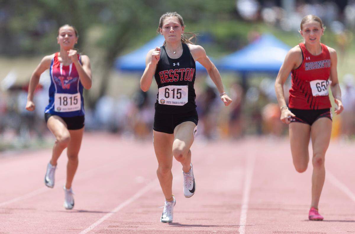 Hesston’s Ashley Lehman’s win in the 100 meter dash was part of a dominate weekend for the track athlete.