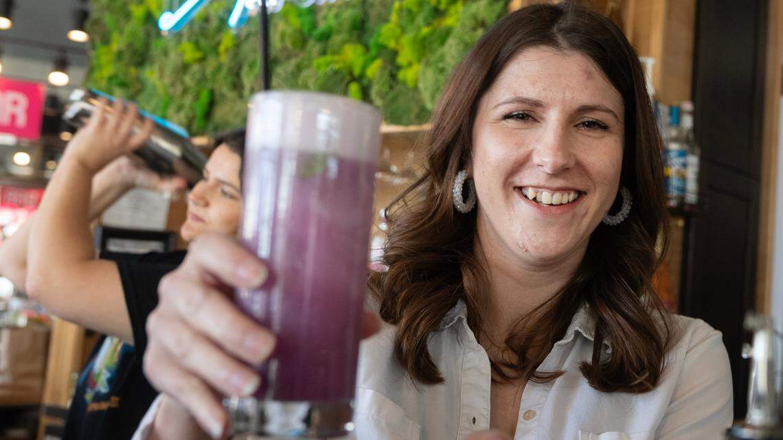 Samantha Scott, the bar manager at Grow, says that a non-alcoholic drink called Lavender Fields Forever is one of the bar’s most popular mocktails.
