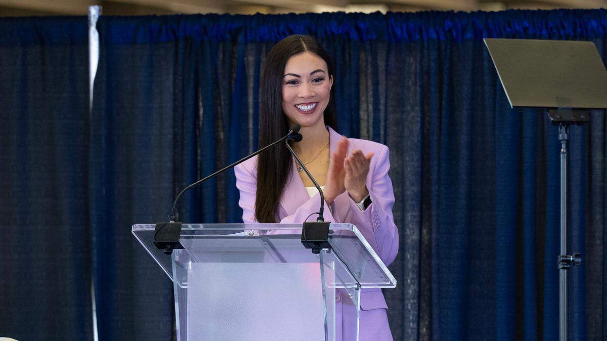 Wichita Mayor Lily Wu gives the State of the City address in March 2025.