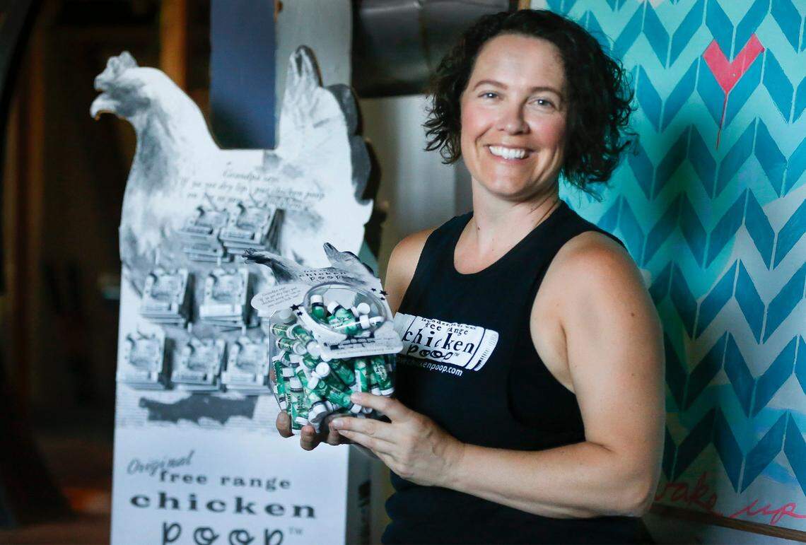 Chicken Poop creator Jamie Tabor in a 2017 file photo. Tabor sold her company in April, and the new owners are in a dispute over how to run the business.