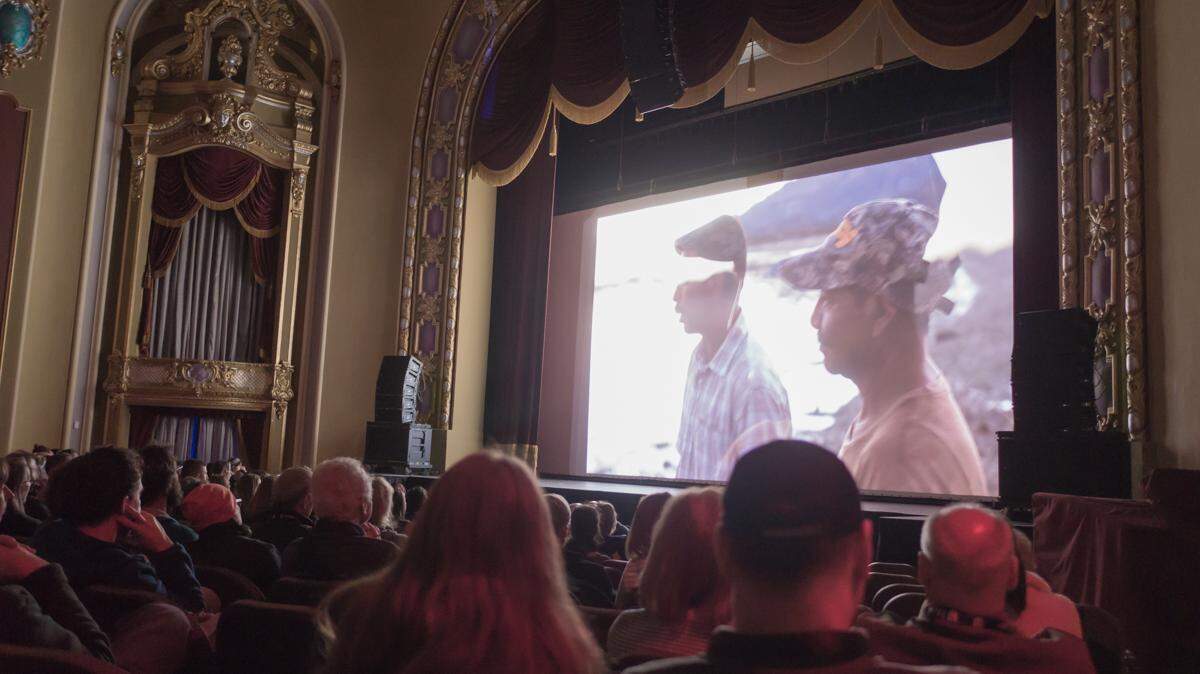 Festgoers watch the beginning of A WILD STREAM during the True Vision award ceremony at the Missouri Theatre on Saturday, March 2, 2019. (Photo by Jonathan Asher)