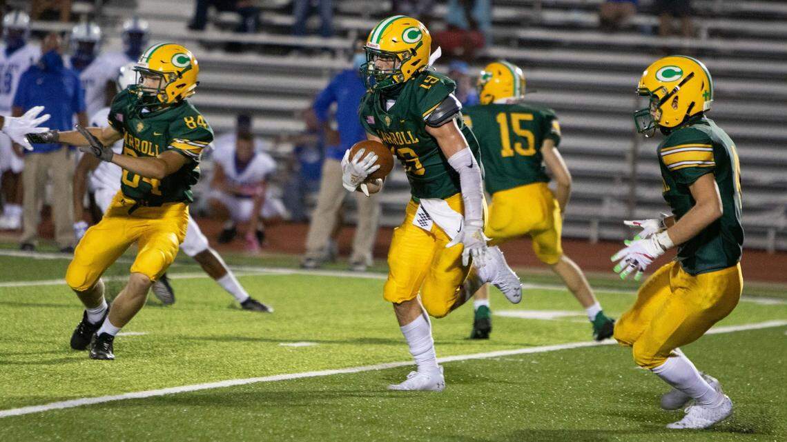 Bishop Carroll senior Cade Gatschet has been momentum-swinging plays all season, including an interception in a 49-35 victory at Maize on Friday.