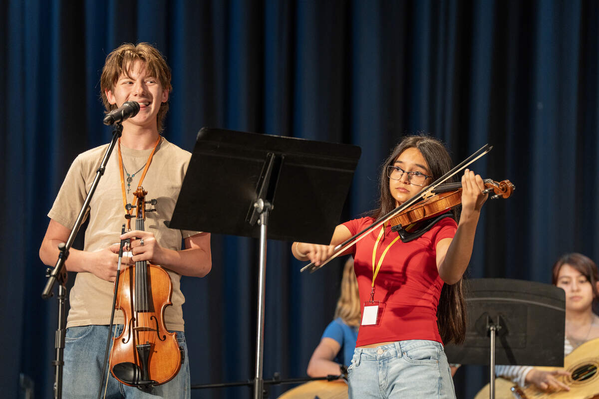 Students from grades 7-12 participated in a four-day mariachi camp sponsored by USD 259. There are three middle schools in Wichita that offer mariachi.
