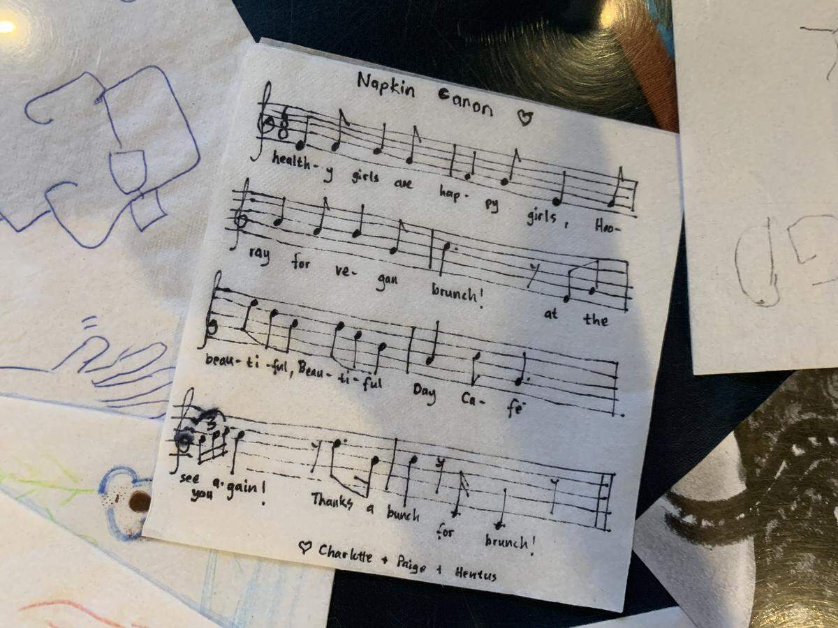 One customer composed a brunch ditty on a napkin at Beautiful Day Cafe.