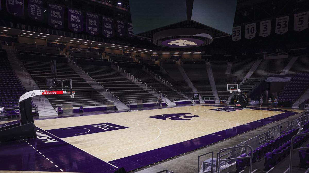 Kansas State has a new design for its basketball court inside Bramlage Coliseum.