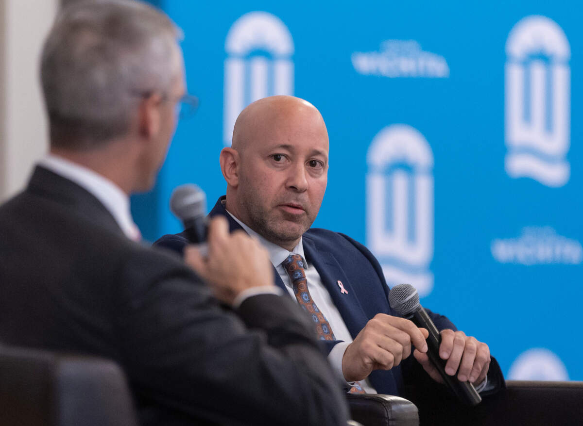 Mario Knapp, a former major in the Miami-Dade Police Department, answered questions during a public forum at Botanica on Tuesday. Sullivan is one of two candidates being considered be become police chief of the City of Wichita.