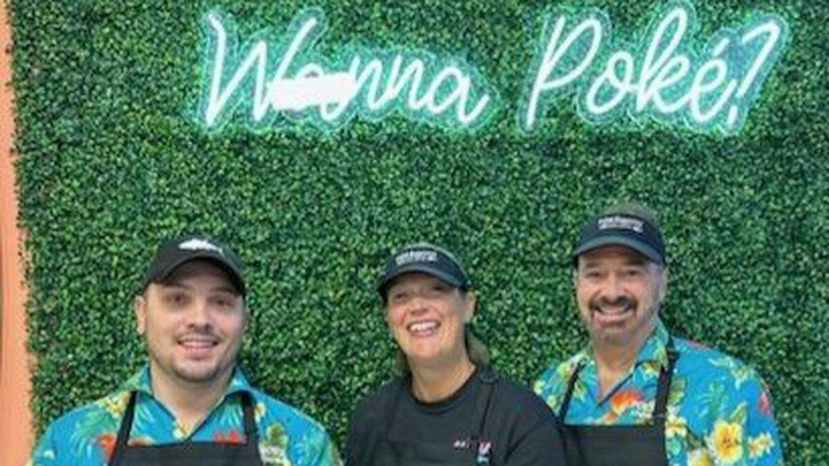 Pokemoto franchisees, from left, Rick Vannoy, April West and Scott Ramsey, have just opened their restaurant in Derby.