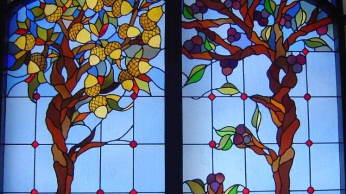 Among Wichita High School East’s architectural details is stained glass.
