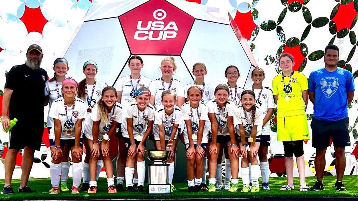 The FC Wichita 2010 girls team, a group of Wichita-area 12-year-olds, won the US Cup championship in Blaine, Minn. on Saturday. The team consists of Addie Bloomquist, Adrie Bootsma, Macie Bystrek, Riley Curfman, Regan Daugherty, Tenzlee Finkeldei, Paisley Florio, Hope Garner, Skylar Johnson, Kimberly Johnston, Charley Kerschen, Delia Lyddane, Kylie Meier, Emma Mosley and Alexa Rapp.
