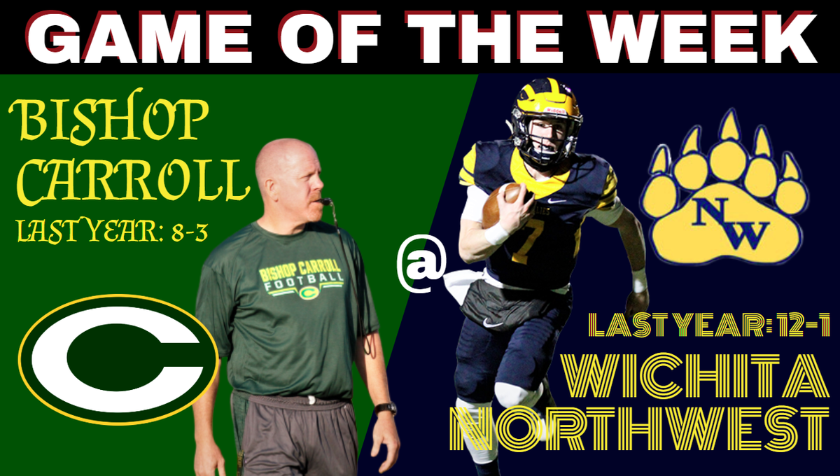 Bishop Carroll and coach Dusty Trail (left) travel to City League rival Wichita Northwest to visit quarterback Reagan Jones (right) in Week 1.