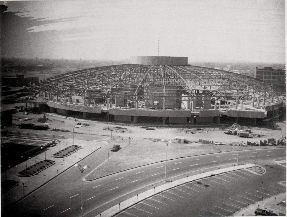 A photo of Century II under construction in the 1960s.