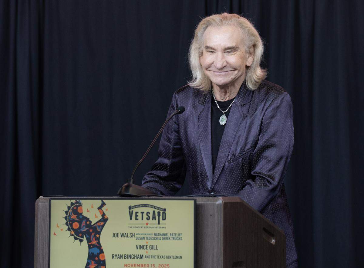 Joe Walsh was in Wichita on Friday to announce his VetsAid concert at Intrust Bank Arena on November 15.