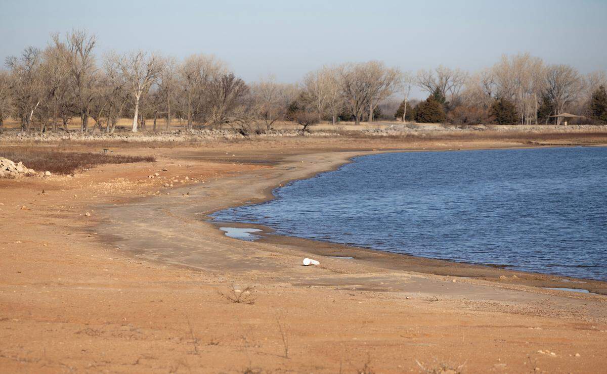 Despite rain in the fall and moderate winter snowfall, Cheney Reservoir remains well below normal levels.