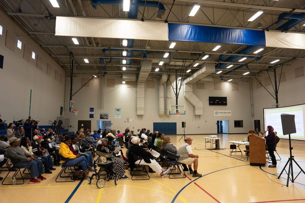 About 150 people attended a public meeting Friday night at the Boys and Girls Club, 2400 N. Opportunity Drive. The Kansas Department of Health and Environment held the meeting to discuss the 29th and Grove Environmental Site health study.