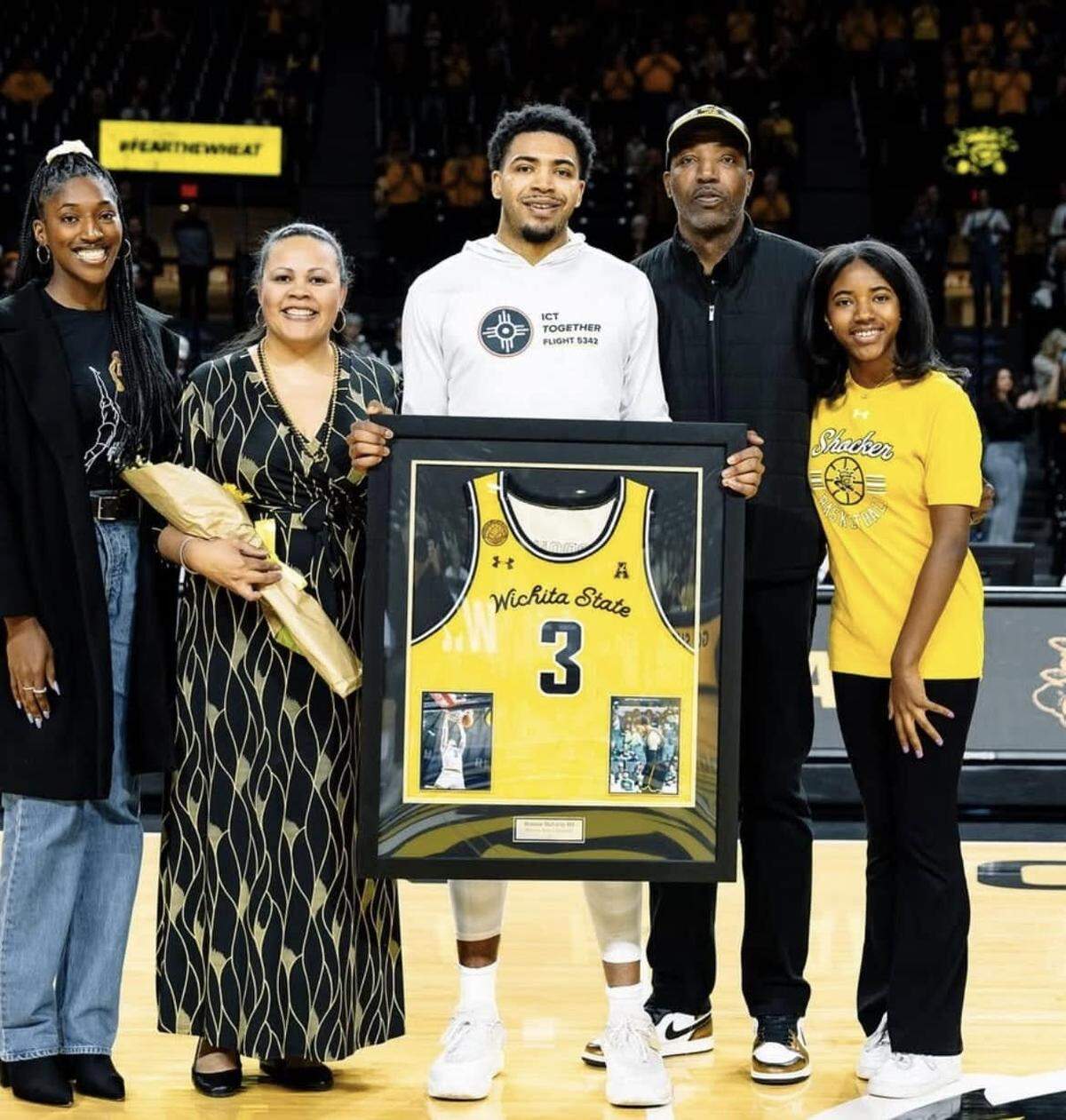 Wichita State senior Ronnie DeGray III was joined by his family at the senior day ceremony at Koch Arena.