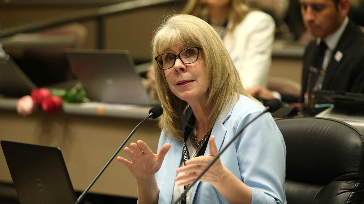 USD 259 Chief Financial Officer Susan Willis shares data compiled by district staff at the board of education meeting on Monday where she presented a recommendation about which Wichita schools should be closed at the end of this academic year.