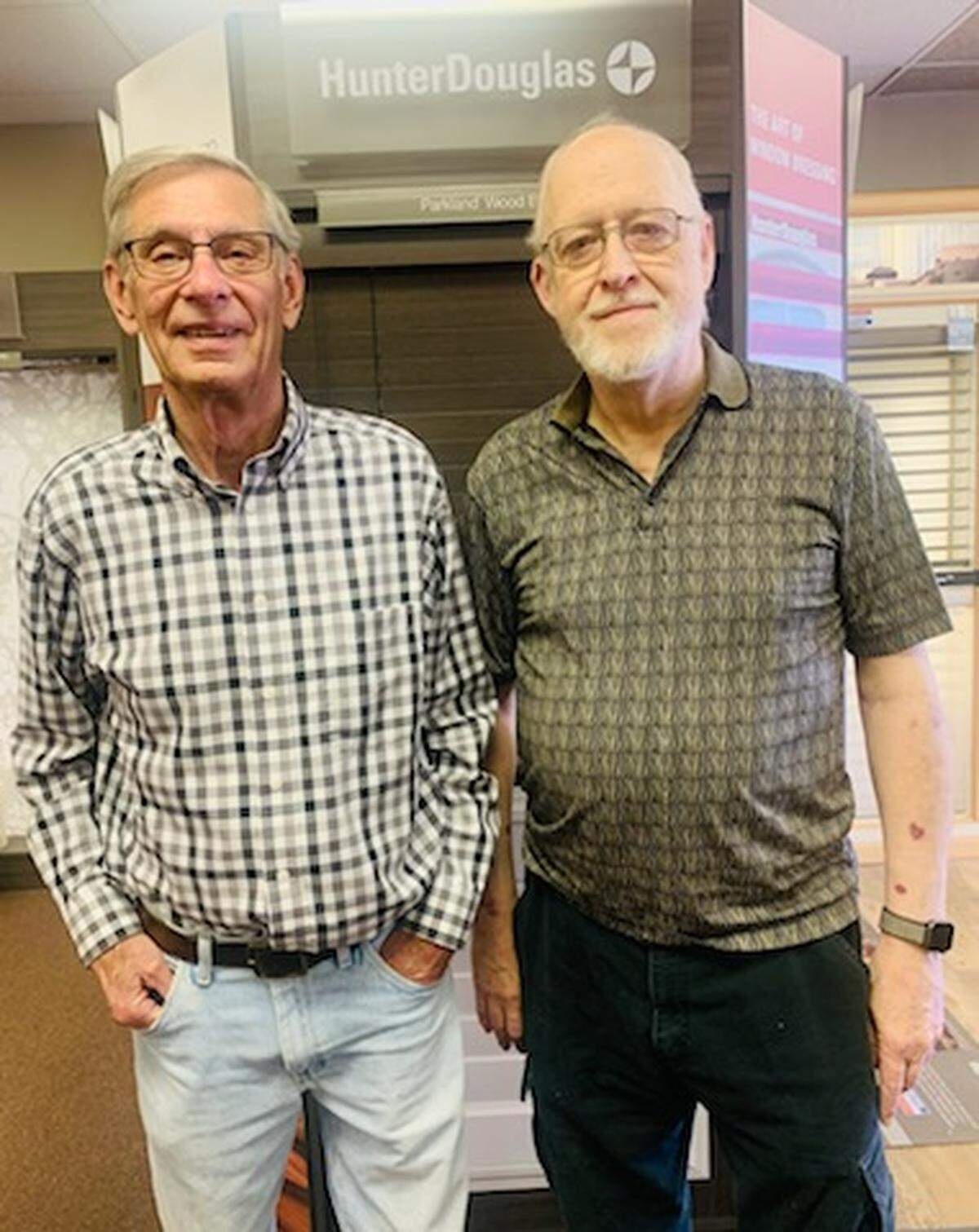 Bill Little, right, and Gary Fry are wanting to sell their 44-year-old Accent Interiors at the Wallpaper Place. The store will be open at least through the end of the year.