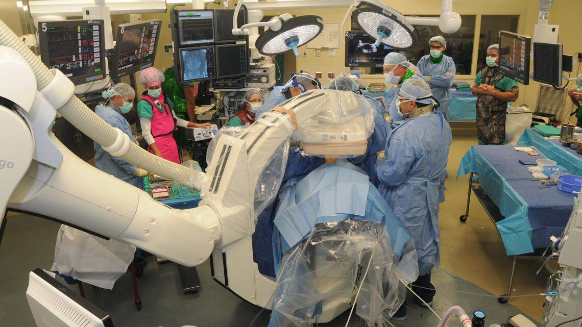 Via Christi’s Structural Heart team was the first in the nation to participate in the U.S. pivotal trial of Abbott’s Tendyne transcatheter mitral valve replacement system in its hybrid OR, built in 2013 specifically for structural heart procedures.