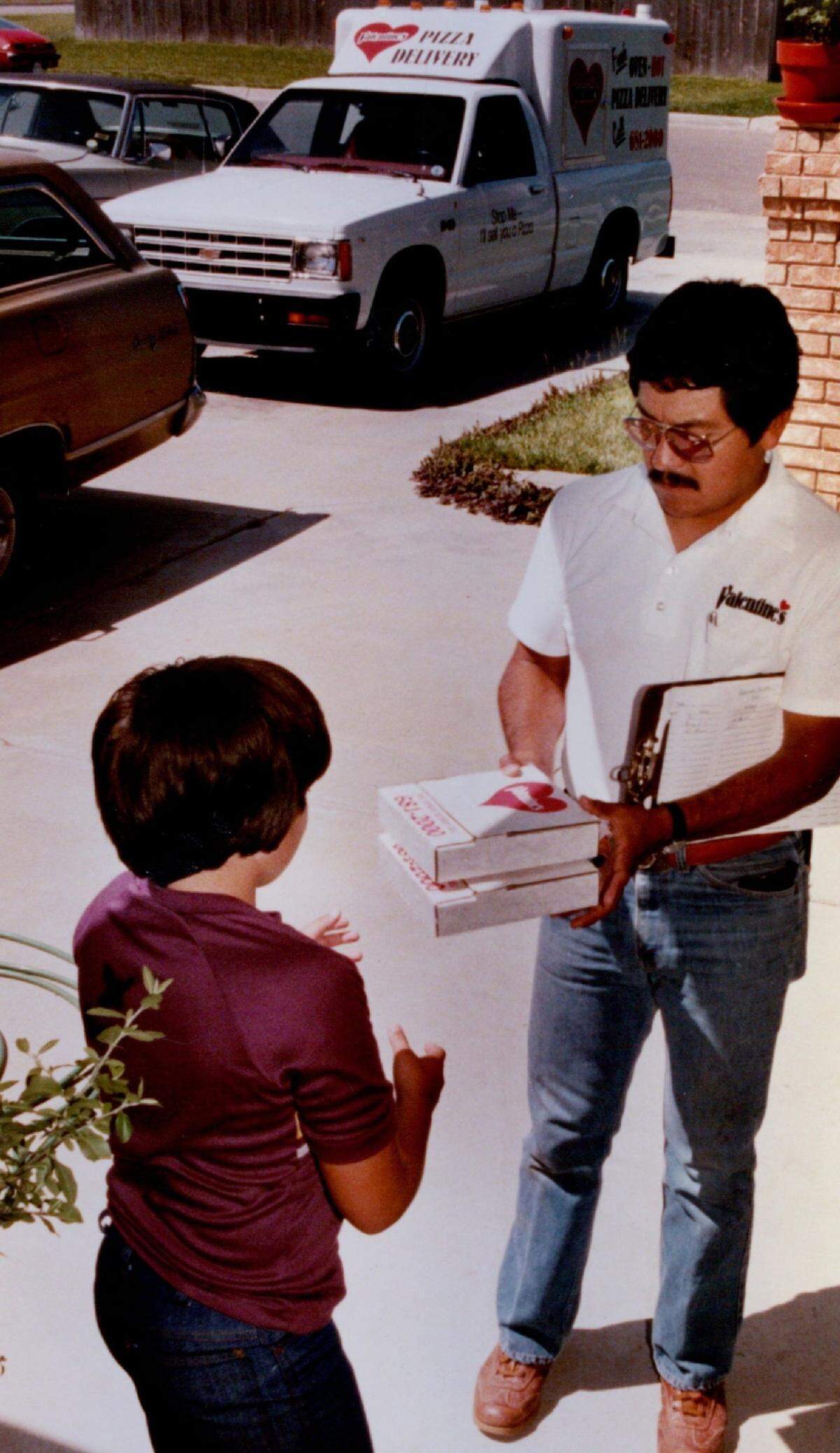 Valentine’s Pizza was known for its delivery trucks marked with the Valentine’s name.