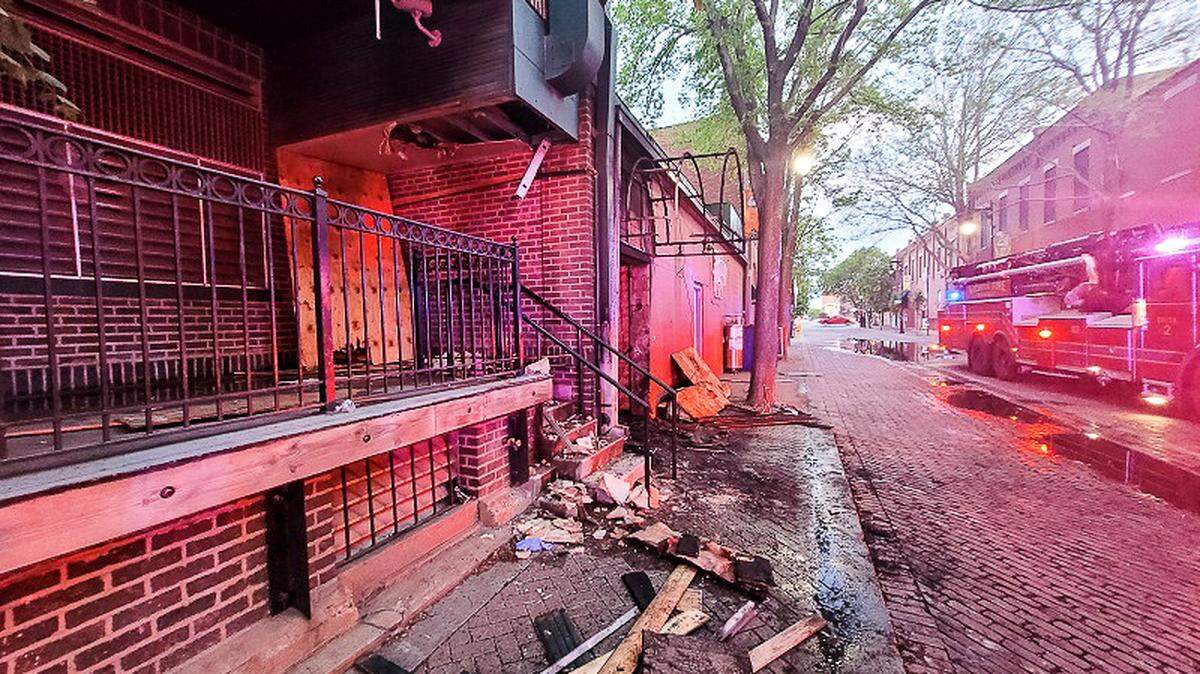 The site of a fire outside the former Heroes Bar operated in Old Town. Smoke from the Sunday fire seeped into the Museum of World Treasures next door, causing it to close on Monday. It plans to reopen Tuesday.