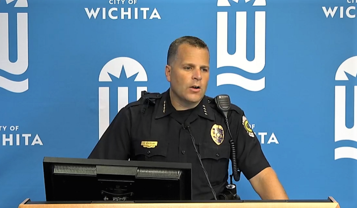Screenshot from Facebook video of Wichita Police Chief Gordon Ramsay, who is talking about protests. (June 3, 2020)