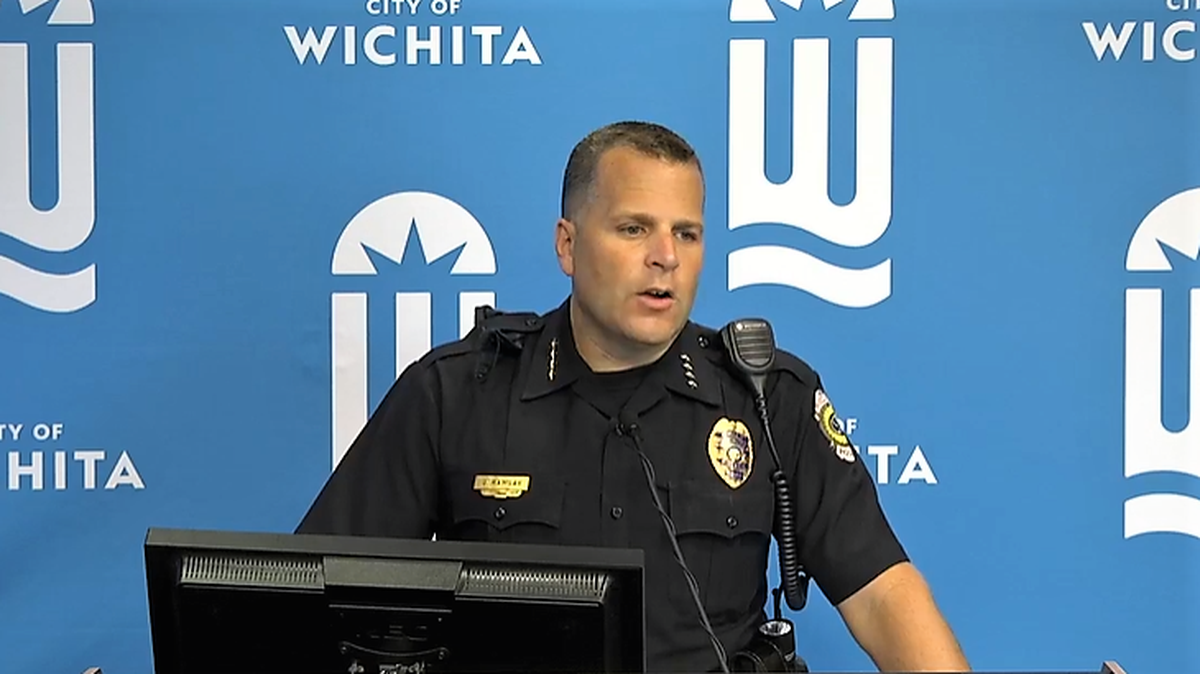 Screenshot from Facebook video of Wichita Police Chief Gordon Ramsay, who is talking about the previous night’s protests. (June 3, 2020)